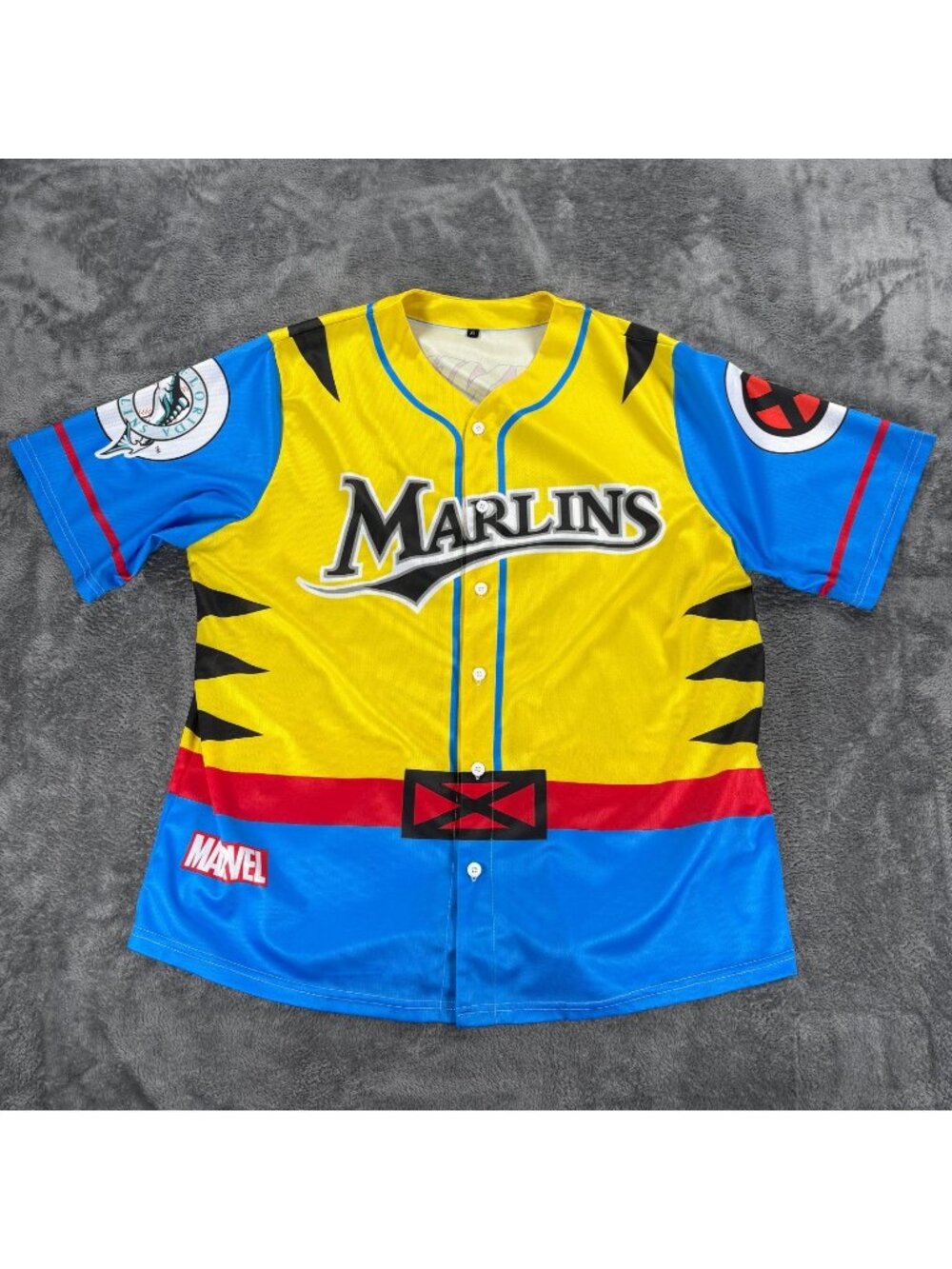 Marvel X-Men Miami Marlins Wolverine Jersey Mens XL 97 SGA Baseball X Men Comics